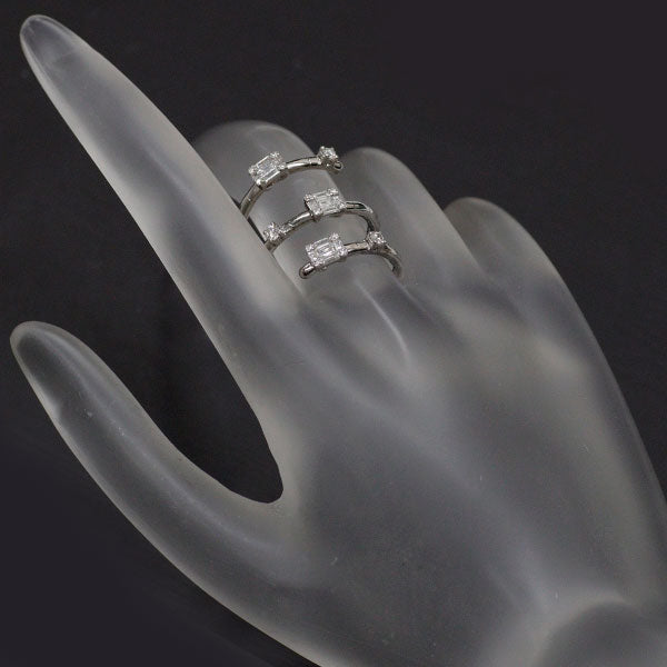 K18WG ダイヤモンド リング 0.58ct 螺旋 コイル