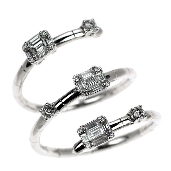 K18WG ダイヤモンド リング 0.58ct 螺旋 コイル