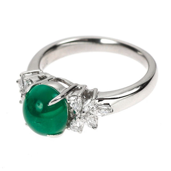 Pt900 エメラルドキャッツアイ ダイヤモンド リング 2.781ct D0.38ct