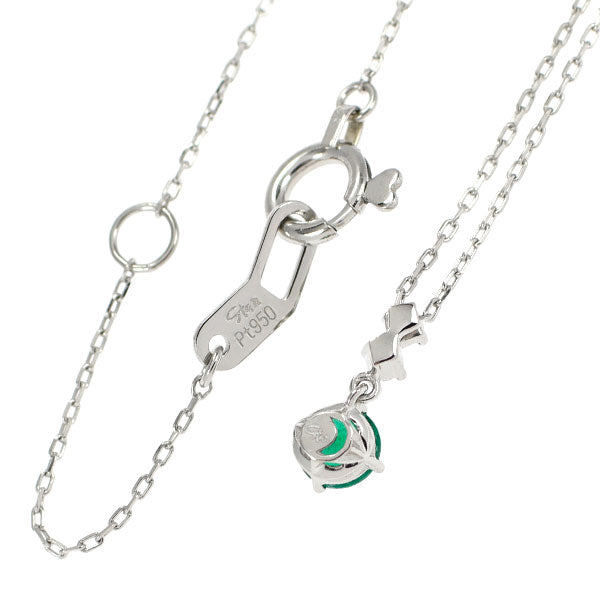スタージュエリー Pt950 エメラルド ダイヤモンド ペンダントネックレス D0.02ct