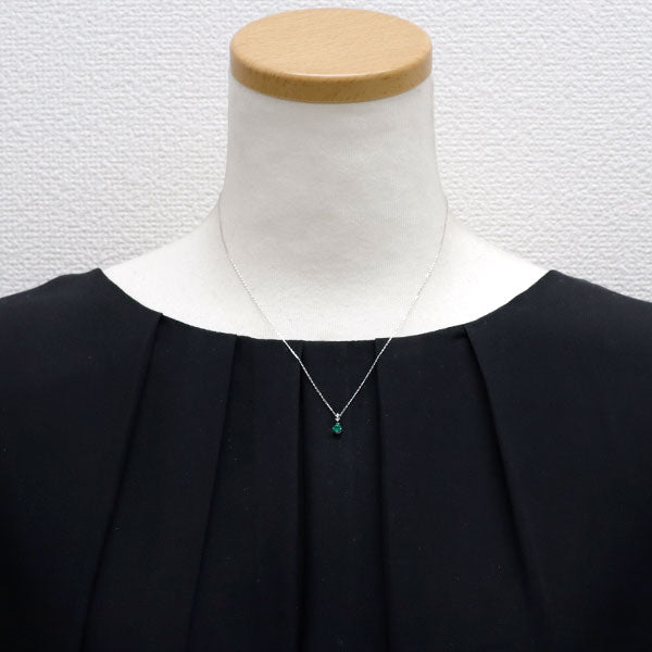 スタージュエリー Pt950 エメラルド ダイヤモンド ペンダントネックレス D0.02ct