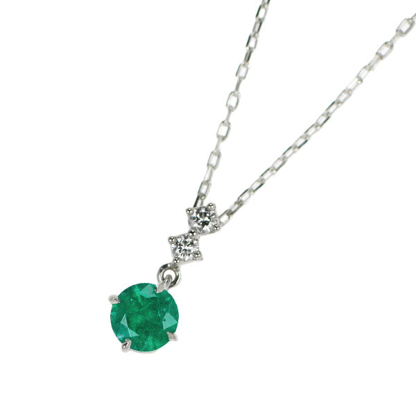 スタージュエリー Pt950 エメラルド ダイヤモンド ペンダントネックレス D0.02ct