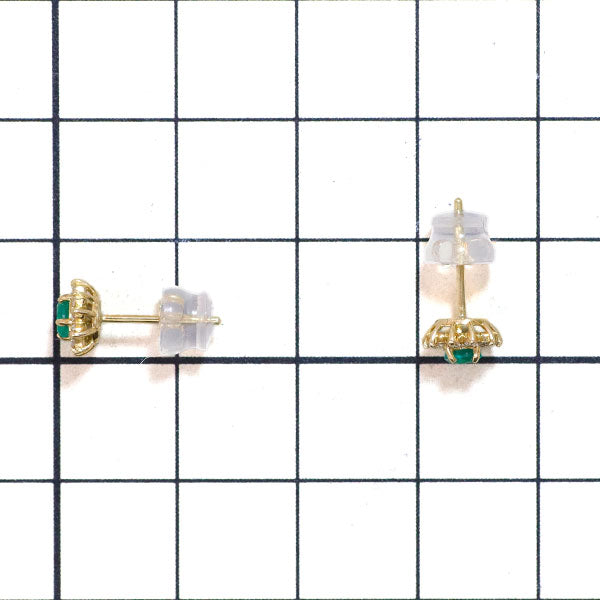 新品 K18YG コロンビア産 エメラルド ダイヤモンド ピアス 0.20ct D0.14ct 【エスコレ】