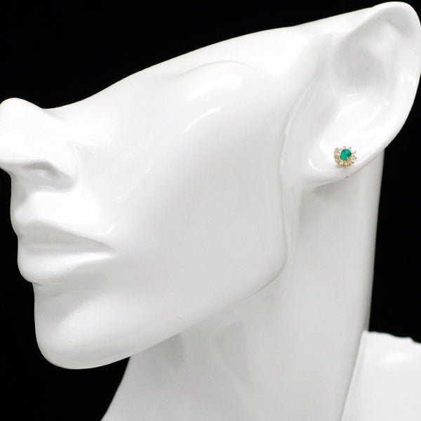 新品 K18YG コロンビア産 エメラルド ダイヤモンド ピアス 0.20ct D0.14ct 【エスコレ】