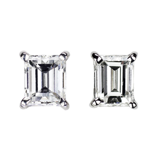 新品 Pt900 バケットカット ダイヤモンド ピアス 0.516ct F/H SI1