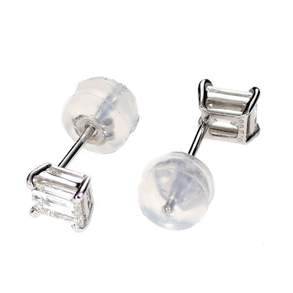 新品 Pt900 バケットカット ダイヤモンド ピアス 0.516ct F/H SI1