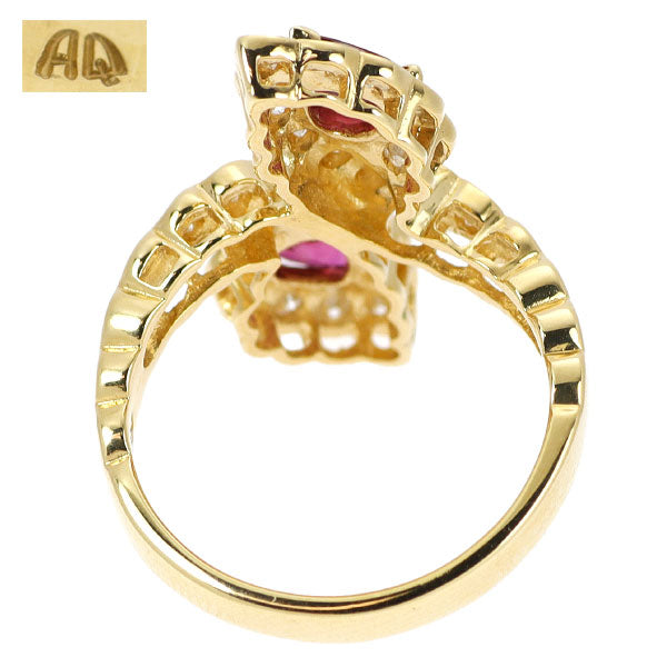クイーン K18YG ルビー ダイヤモンド リング 0.85ct トワエモア