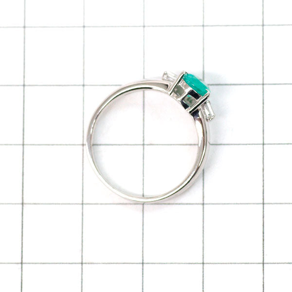 Pt850 ペアシェイプ エメラルド ダイヤモンド リング 0.99ct D0.06ct