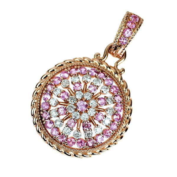 K18PG ピンクサファイア ダイヤモンド ペンダントトップ 0.76ct D0.38ct
