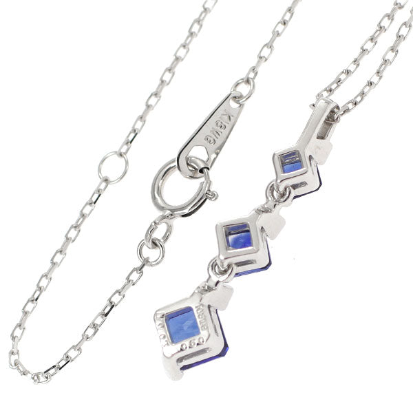 K18WG サファイア ダイヤモンド ペンダントネックレス 0.90ct D0.03ct