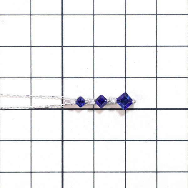 K18WG サファイア ダイヤモンド ペンダントネックレス 0.90ct D0.03ct