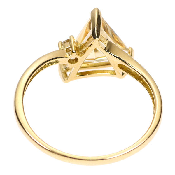 K18YG ファンシーカット シトリン ダイヤモンド リング 1.81ct D0.06ct
