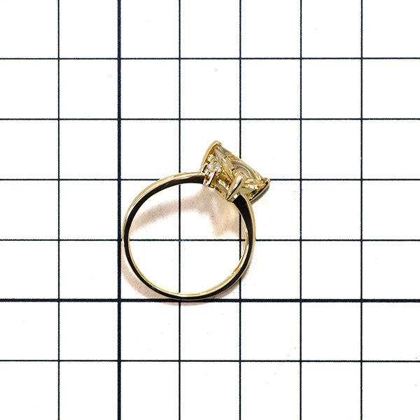 K18YG ファンシーカット シトリン ダイヤモンド リング 1.81ct D0.06ct