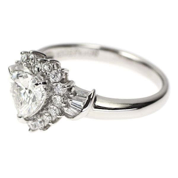 Pt900 ハートシェイプ ダイヤモンド リング 1.005ct H SI1 D0.39ct