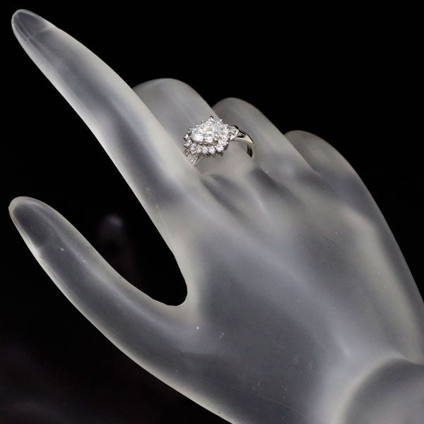 Pt900 ハートシェイプ ダイヤモンド リング 1.005ct H SI1 D0.39ct