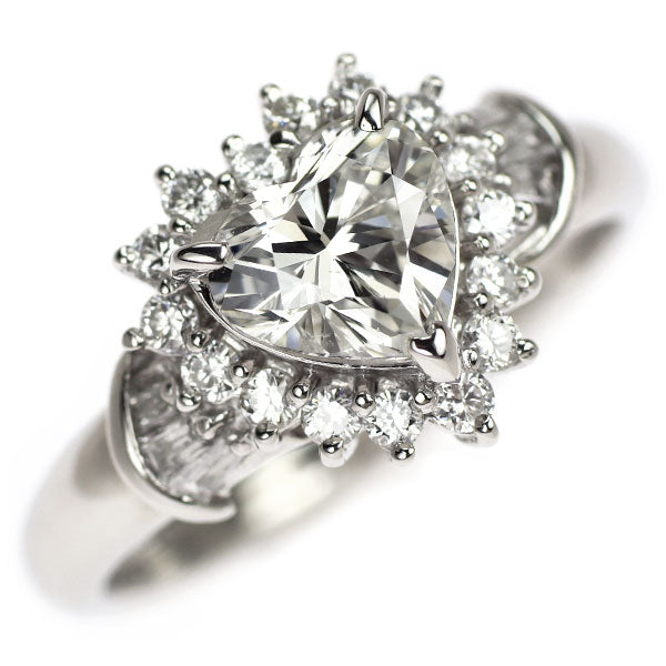 Pt900 ハートシェイプ ダイヤモンド リング 1.005ct H SI1 D0.39ct