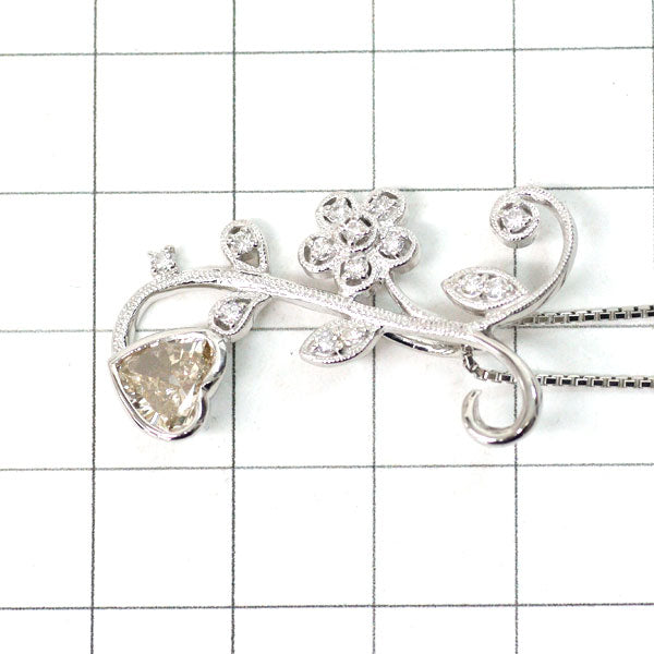 Pt ハートシェイプ ダイヤモンド  ペンダントネックレス 1.07ct D0.23ct 植物