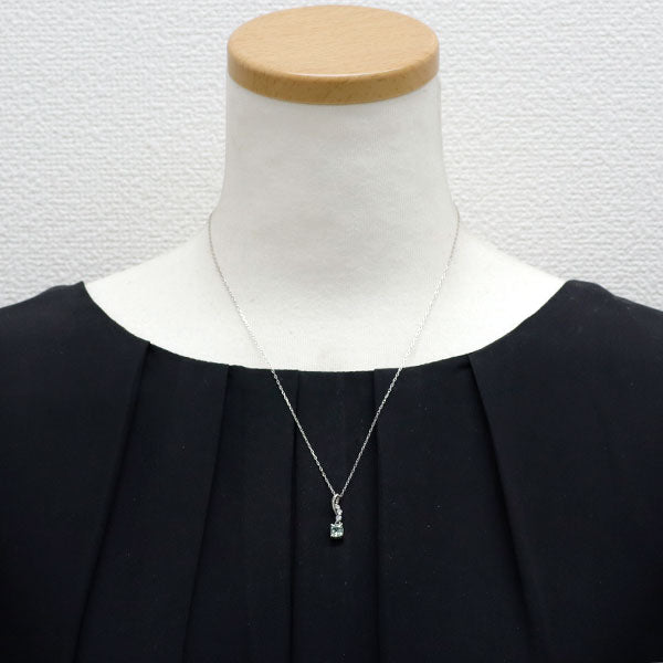 Pt グリーンサファイア ダイヤモンド ペンダントネックレス 0.74ct D0.11ct