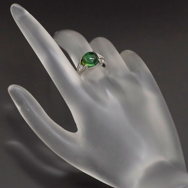 Pt900 トルマリンキャッツアイ ダイヤモンド リング 5.12ct D0.10ct