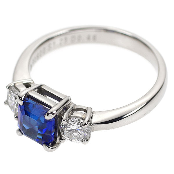 Pt900 ビルマ産 非加熱サファイア ダイヤモンド リング 1.23ct D0.46ct