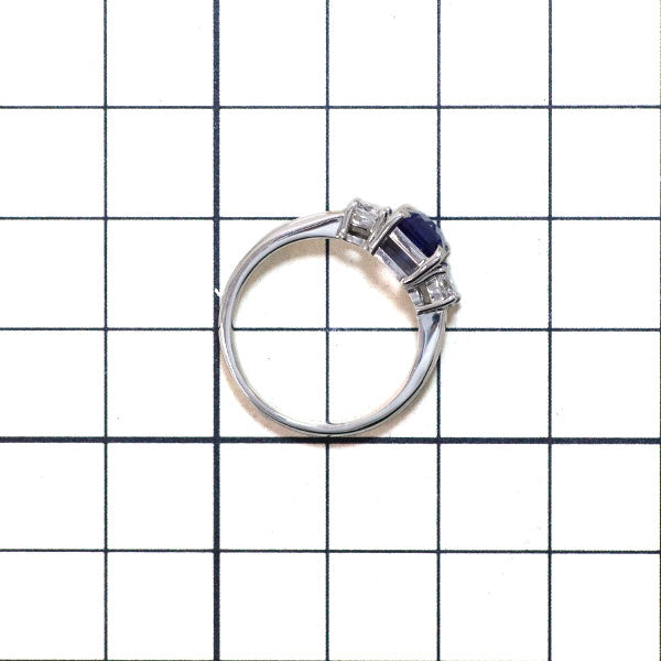 Pt900 ビルマ産 非加熱サファイア ダイヤモンド リング 1.23ct D0.46ct