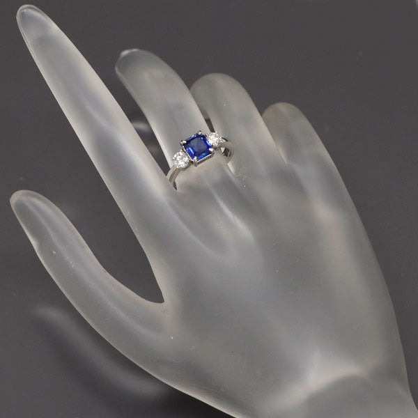 Pt900 ビルマ産 非加熱サファイア ダイヤモンド リング 1.23ct D0.46ct