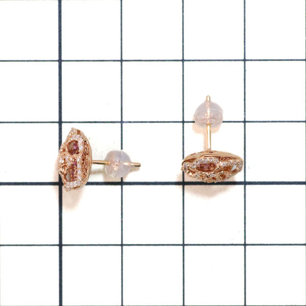 新品 K18PG ピンク サファイア ダイヤモンド ピアス 0.30ct D0.20ct 薔薇 バラ ローズ フラワー