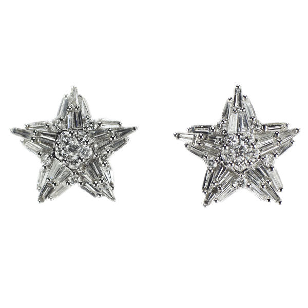 新品 K18WG ダイヤモンド ピアス 1.00ct スター