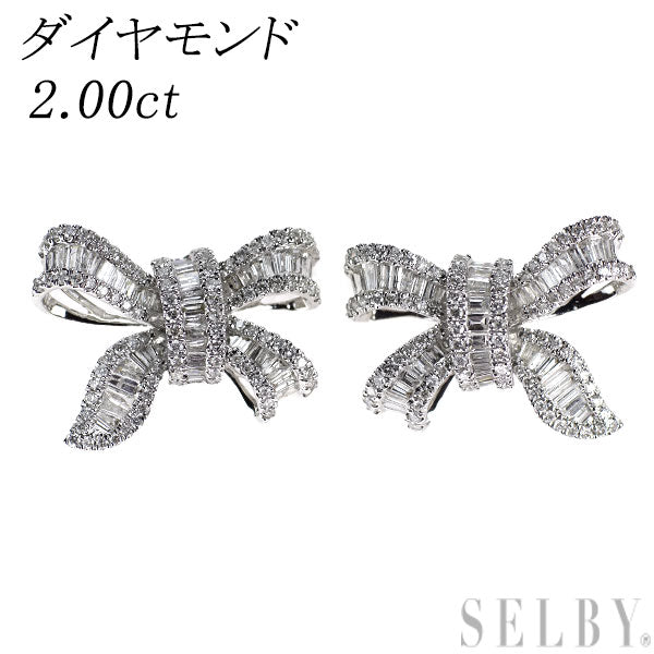 国内初の直営店 新品 セルビー — リボン 2.00ct ピアス ダイヤモンド K18WG アクセサリー