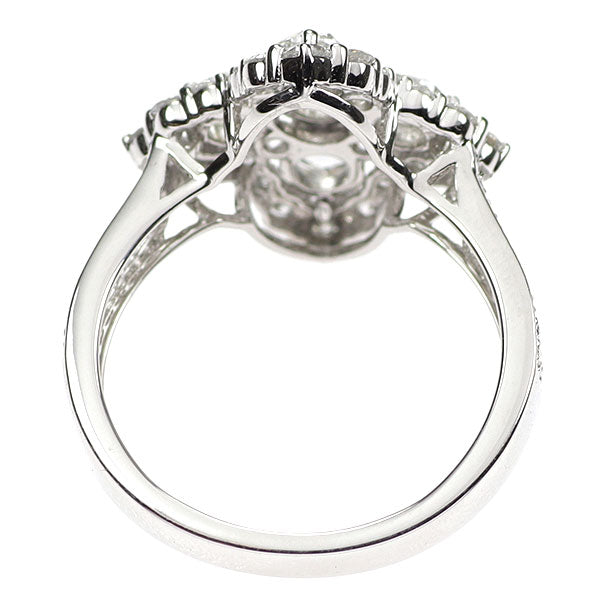 新品 K18WG ローズカット/ラウンド ダイヤモンド リング 1.45ct フラワー