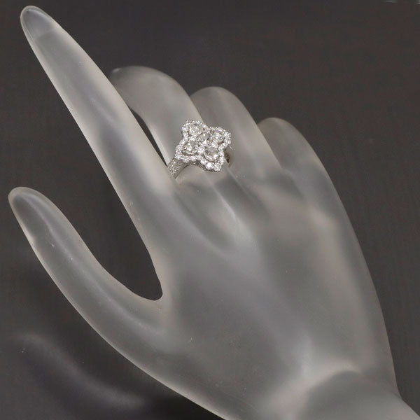 新品 K18WG ローズカット/ラウンド ダイヤモンド リング 1.45ct フラワー