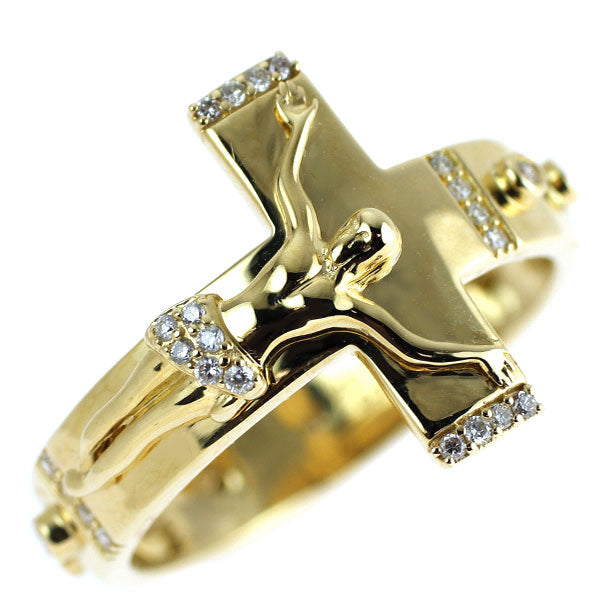 新品 K18YG ダイヤモンド リング 0.13ct クロス