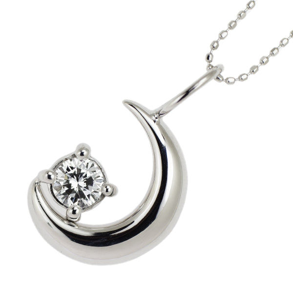 K18WG ダイヤモンド ペンダントネックレス 0.208ct E SI2 G 月