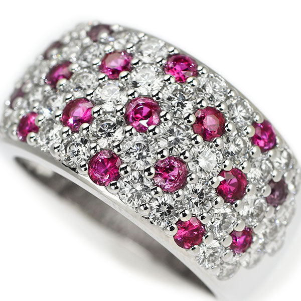 ミキモト K18WG ルビー ダイヤモンド リング 0.94ct D1.77ct パヴェ