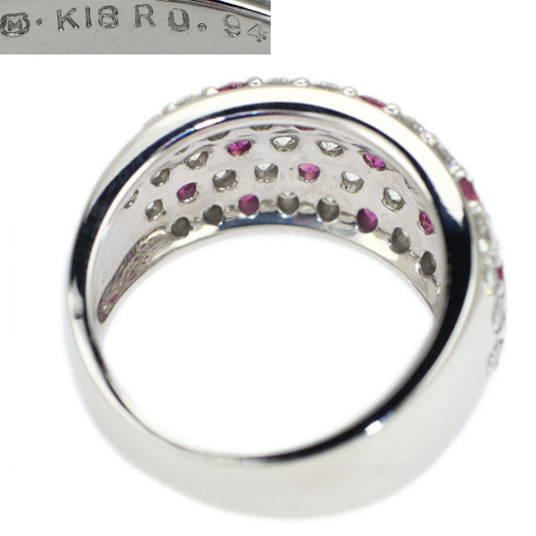 ミキモト K18WG ルビー ダイヤモンド リング 0.94ct D1.77ct パヴェ