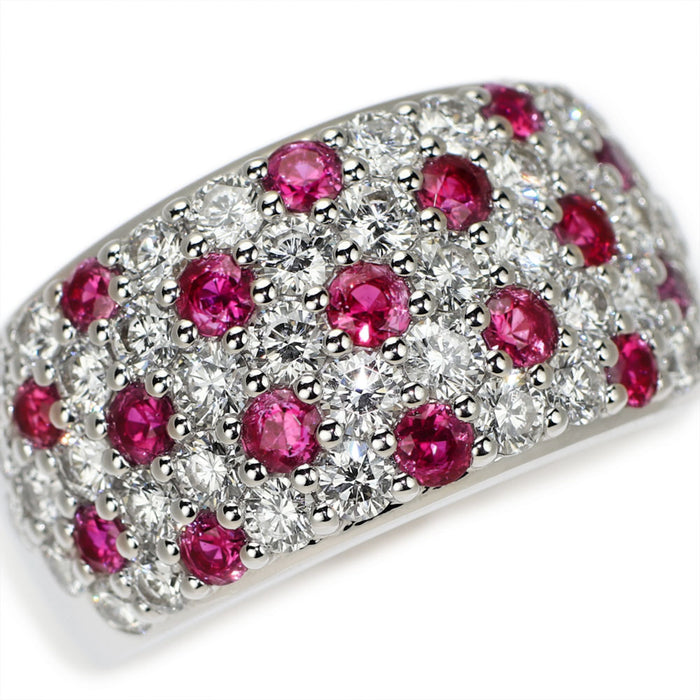 ミキモト K18WG ルビー ダイヤモンド リング 0.94ct D1.77ct パヴェ