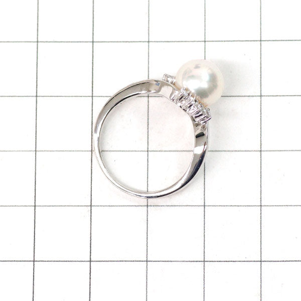 Pt900 アコヤ真珠 ダイヤモンド リング 径約8.5mm D0.15ct