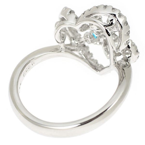 希少 Pt900 パライバトルマリン ダイヤモンド リング 0.058ct D0.35ct ハート