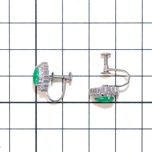 Pt900 翡翠 ダイヤモンド イヤリング D0.42ct