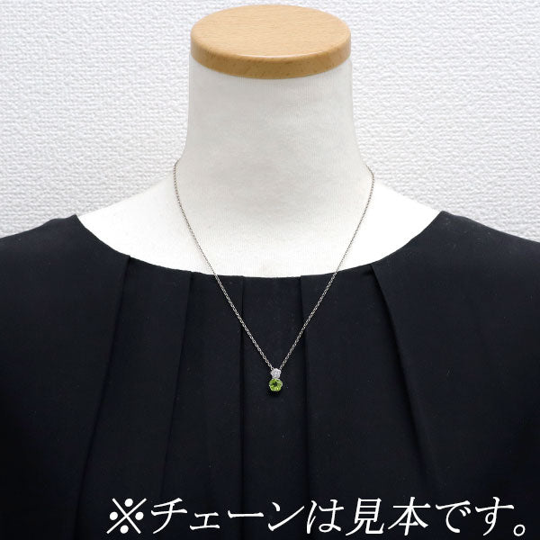 K18WG ペリドット ダイヤモンド ペンダントトップ 1.54ct D0.08ct フラワー