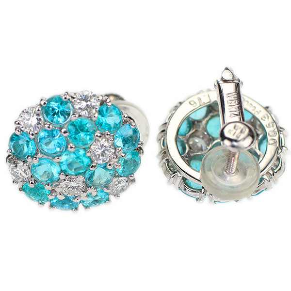 Pt900/K14WG ブラジル産パライバトルマリン ダイヤモンド イヤリング 3.51ct D1.07ct
