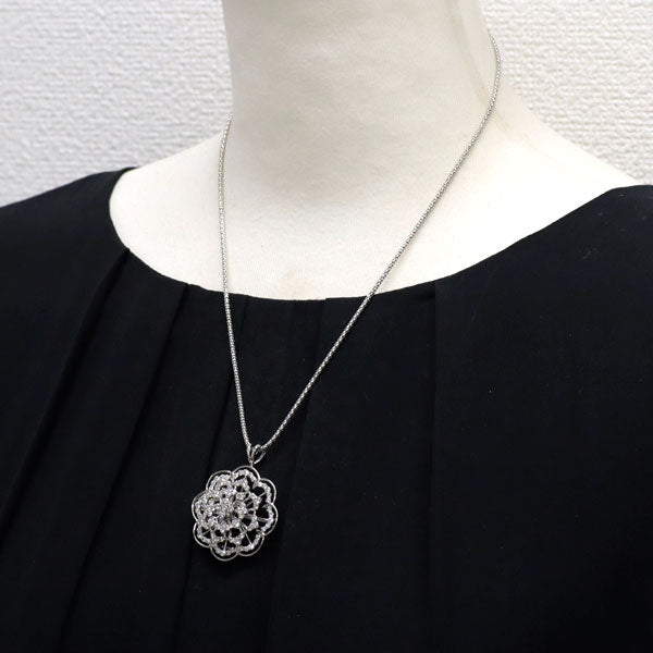 Pt900/ Pt850 ダイヤモンド ペンダントネックレス兼ブローチ 2.85ct フラワー