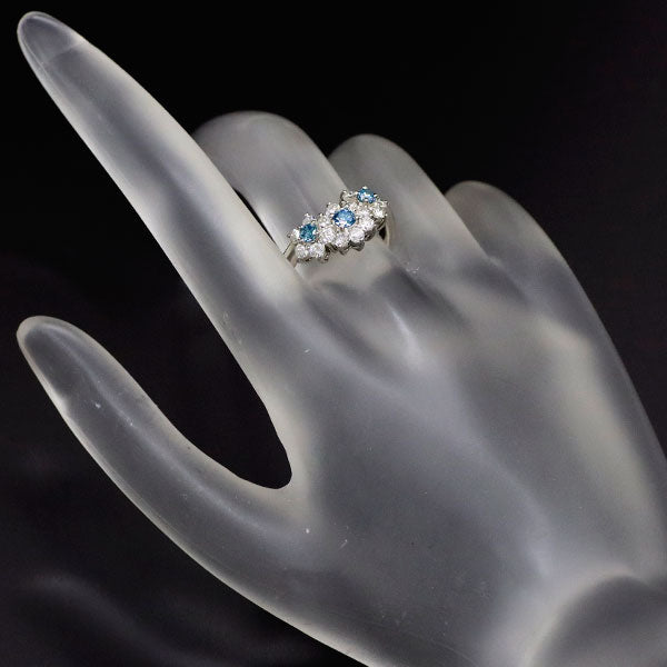 Pt900 トリートブルーダイヤモンド リング TBD0.28ct D0.75ct フラワー