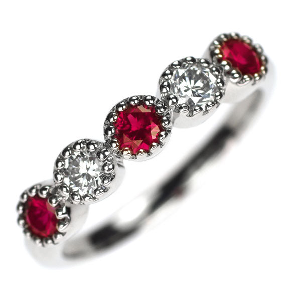 Pt900 ルビー ダイヤモンド リング 0.56ct D0.328ct