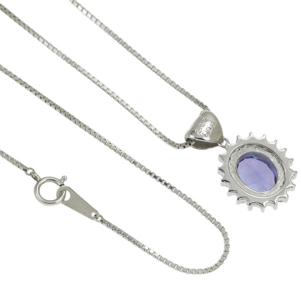Pt900/ Pt850 タンザナイト ダイヤモンド ペンダントネックレス 2.02ct D0.43ct