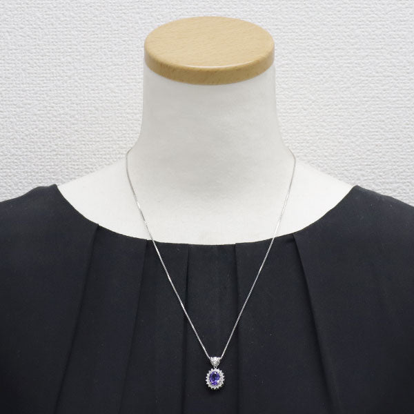 Pt900/ Pt850 タンザナイト ダイヤモンド ペンダントネックレス 2.02ct D0.43ct