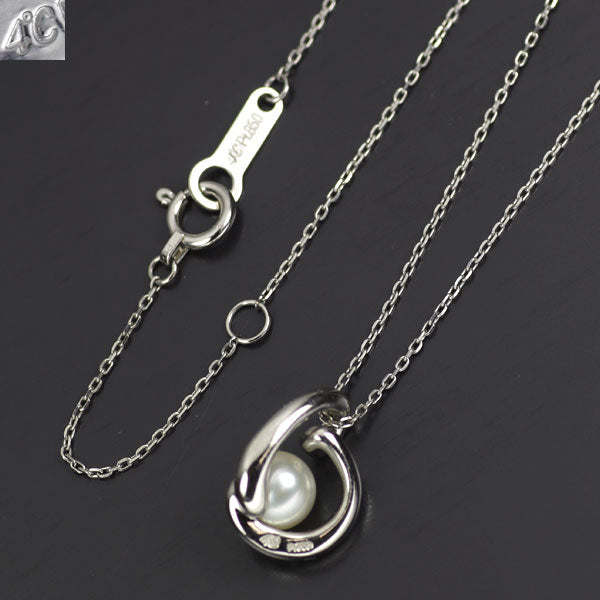 4℃ Pt950/ Pt850 アコヤ真珠 ダイヤモンド ペンダントネックレス 径約5.0mm