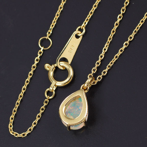 K18YG ペアシェイプカボション オパール ペンダントネックレス