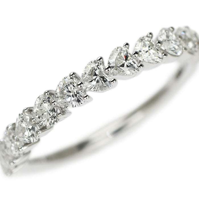 新品 K18WG ハートシェイプ ダイヤモンド リング D1.00ct ハーフエタニティ