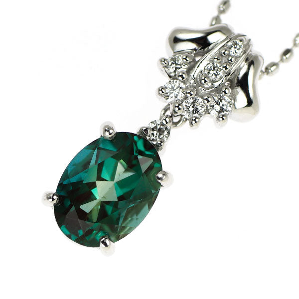 K18WG アンデシン ダイヤモンド ペンダントネックレス 1.089ct D0.08ct